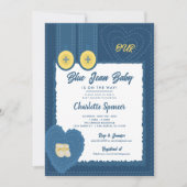 Invitation Blue Jean Denim Theme Baby Shower  (Devant)