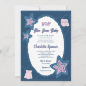 Invitation Blue Jean Denim Theme Baby Shower  (Devant)