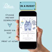 Invitation Blue Jeans Baby Boy Douche Denim