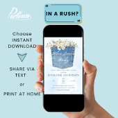 Invitation Blue Jeans Baby shower Denim Pays Floral