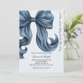 Invitation Blue Jeans Bow Baby Shower (Debout devant)