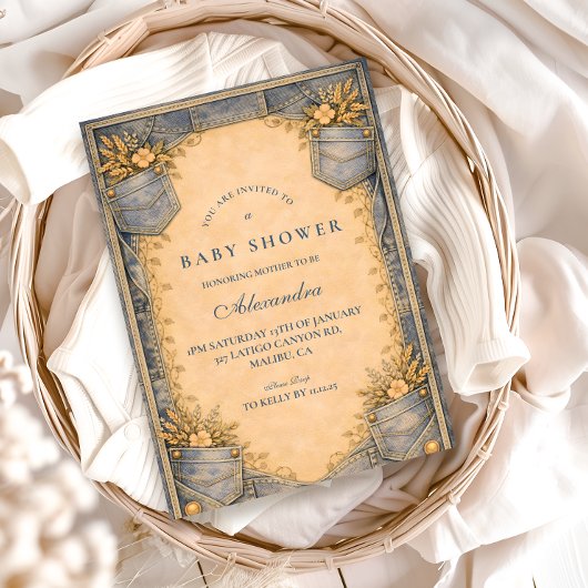 Invitation Blue Jeans Little Cowboy Baby Shower
