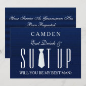 Invitation Blue Jeans Textile Suitup Serez-vous mon meilleur (Devant / Derrière)