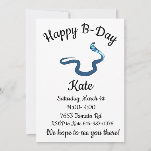 Invitation Blue King Cobra Joyeux Anniversaire  (Devant)