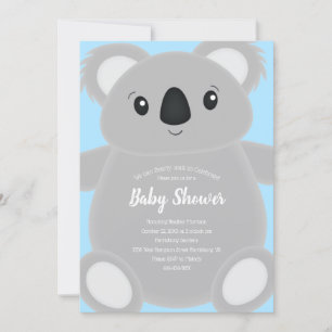 Invitation Blue Koala Bear Baby shower