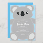 Invitation Blue Koala Bear fête d'anniversaire (Devant / Derrière)