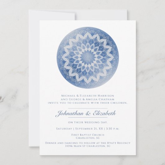 Invitation Blue Lace Mandala Wedding (Devant)