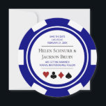Invitation Blue Las Vegas Mariage Enregistrer La Date Poker C<br><div class="desc">Éblouissez vos invités en leur envoyant ces fabuleuses puces de poker bleu,  blanc et rouge enregistrer les invitations de date. Ils attendent avec impatience l'invitation officielle à ce mariage incontournable !</div>