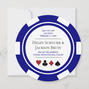 Invitation Blue Las Vegas Mariage Enregistrer La Date Poker C