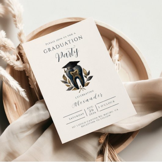 Invitation Blue Laurel Dental Graduation