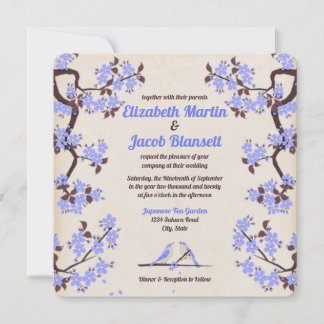 Invitation Blue Lavender Sakura et Mariage Inséparable