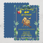 Invitation Blue Leo (23 juillet - 22 août) anniversaire (Devant / Derrière)