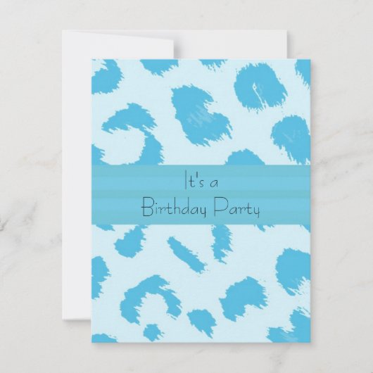 Invitation Blue Leopard Fourrure Motif Anniversaire Fête Invi (Devant)