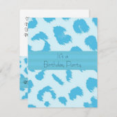 Invitation Blue Leopard Fourrure Motif Anniversaire Fête Invi (Devant / Derrière)