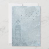 Invitation Blue Lighthouse & Seagulls Nautical Beach Wedding (Dos)