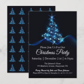 Invitation Blue Lights Christmas Tree Fête (Devant / Derrière)