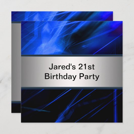 Invitation Blue Lights Mans 21e fête d'anniversaire (Devant / Derrière)