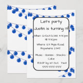 Invitation Blue Lights Teen Boy Customisable Birthday Invitat (Devant / Derrière)