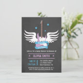 Invitation Blue Lilac Guitare Rock a Bye Baby shower (Debout devant)