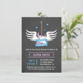 Invitation Blue Lilac Guitare Rock a Bye Baby shower Custom (Debout devant)