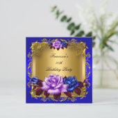 Invitation Blue Lilac Rose Gold Élégante fête d'anniversaire (Debout devant)
