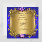 Invitation Blue Lilac Rose Gold Élégante fête d'anniversaire (Dos)