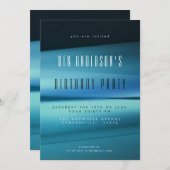 Invitation Blue Lines Modern Professional Hommes Fête d'anniv (Devant / Derrière)