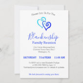 Invitation Blue Linked Hearts Famille Modèle de réunion (Devant)