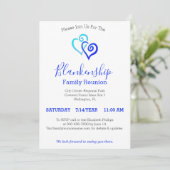 Invitation Blue Linked Hearts Famille Modèle de réunion (Debout devant)