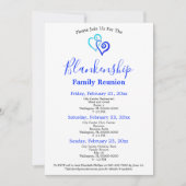 Invitation Blue Linked Hearts Famille Modèle de réunion (Devant)