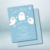 Invitation Blue Little Boo doit Baby shower Halloween