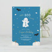Invitation Blue Little Boo Halloween 1er anniversaire (Debout devant)