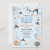 Invitation Blue Little Boo Halloween Ghost Boy Baby shower (Devant)