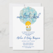 Invitation Blue Little Chick Sur Le Point De Hatch Bébé Garço (Devant)