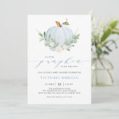 Invitation Blue Little Citrouille C'est un garçon Baby shower (Debout devant)