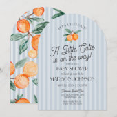 Invitation Blue Little Cutie Sur Le Chemin Baby shower Citrus (Devant / Derrière)