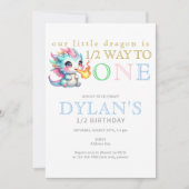 Invitation Blue Little Dragon à mi-chemin d'un 6 mois Anniver (Devant)