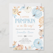 Invitation Blue Little Pumpkin Fall Baby Shower (Devant)