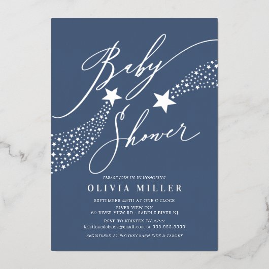 Invitation Blue Little Star Foil (Recto)