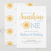 Invitation Blue Little Sunshine Anniversaire (Devant / Derrière)