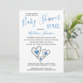 Invitation Blue Love Hearts Baby shower garçon par courrier (Debout devant)