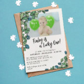 Invitation Blue Lucky One Four Leaf Clocher 1er anniversaire