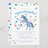Invitation Blue Magic Arc-en-ciel Unicorn Anniversaire (Devant / Derrière)