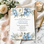 Invitation Blue Magnolia and Peony 10th Wedding Anniversary