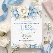 Invitation Blue Magnolia and Peony 1st Wedding Anniversary