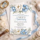 Invitation Blue Magnolia and Peony 30th Wedding Anniversary