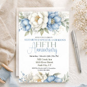 Invitation Blue Magnolia and Peony 5th Wedding Anniversary