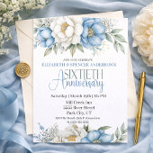 Invitation Blue Magnolia and Peony 60th Wedding Anniversary