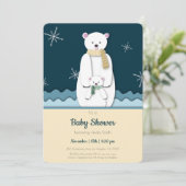 Invitation Blue Maman et bébé Ours polaire dans le Baby showe (Debout devant)