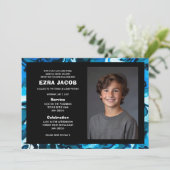 Invitation Blue Marble Custom PHOTO Bar Bat Mitzvah (Debout devant)